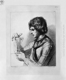 Querubim Ajoelhar lançando um pássaro por Guercino