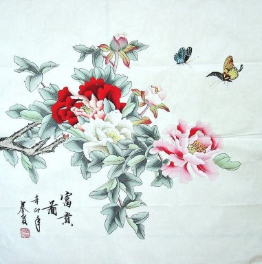 Pivoine et Dragonfly - Peinture chinoise