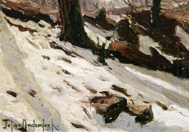 Schnee in der Nähe der Höhle, Central Park, New York