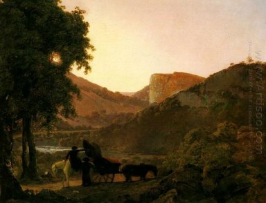 Landschap met figuren en Een Gekantelde Wagen Matlock Hogh Tor I