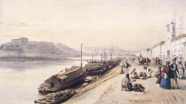 Quay del Danubio con la chiesa greca nel 1843