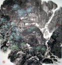Pohon Dan Bangunan - Lukisan Cina