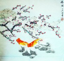Fish & Bunga - Lukisan Chiense
