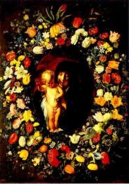 Madonna e criança com sua grinalda de flores de 1618