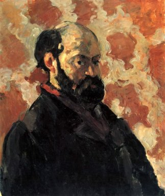 Auto-Retrato na frente do fundo-de-rosa 1875