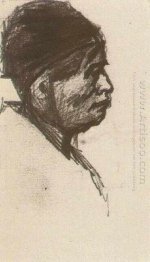 Kepala Of A Man Dengan Cap 1885
