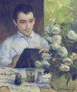 Pierre Bracquemond painting a bouquet of flowers