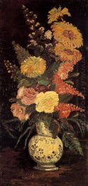 Vaso com ásteres Salvia e outras flores 1886