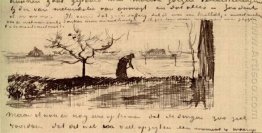 Mulher inclinando-se na paisagem 1883
