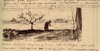 Femme se penchant dans le paysage 1883