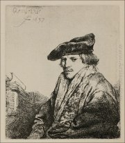 En ung man sitter vrids åt vänster 1637