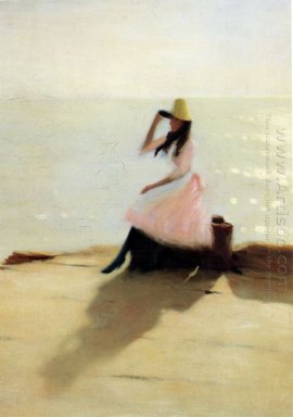 Ung kvinna på stranden
