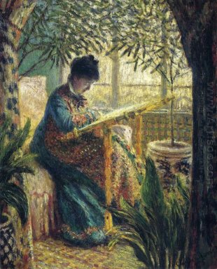 Madame Monet borduren 1875