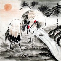 Crane-Sun - Pittura cinese