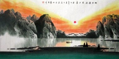 Bergen, water - Chinees schilderij