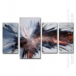 Tangan-Dicat Lukisan Oil Abstrak Oversized Lebar - Set Dari 4