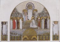 Am Steinhof kyrka Mosaic Design För högaltaret 1905