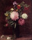 Fleurs Grand Bouquet avec trois pivoines 1879