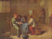 Peasants playing cards in a tavern