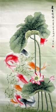 Fish & Lotus - pintura chinesa