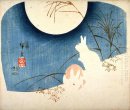 Untitled två kaniner Pampas Gräs och fullmåne 1851