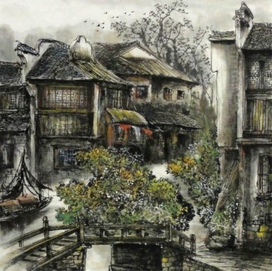 Un pequeño pueblo - la pintura china