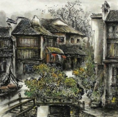 A small village - Chinese Painting