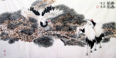 Crane & Pine - kinesisk målning