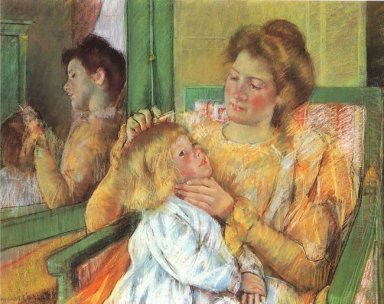  Mamma kammar henne barns hår, c.1901