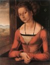 retrato de uma jovem f rleger com seu cabelo feito até 1497