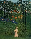 Woman Walking In An Exotic Forest 1905