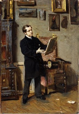 Self Portrait While Looking At A Painting 1865