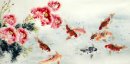 Fish-Pivoine - Peinture chinoise