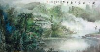 Los árboles, las casas - pintura china