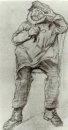 Orphan Man trägt eine Bluse sitzen mit Rohr 1882