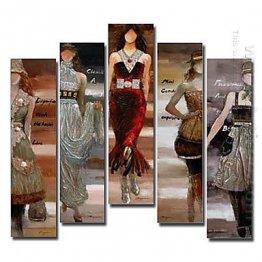 Tangan-Dicat Orang Oil Painting - Set Dari 5
