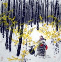 Una donna nella foresta - Pittura cinese