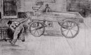 Twee Mannen met een Vier Verrijdbare Wagen 1882