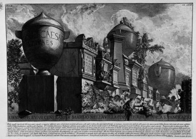 Los romanos Antigüedades T 2 Placa LVII urnas monumentos y jarro