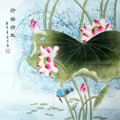 Lotus & Bird - Chinesische Malerei