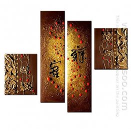Hand-Dicat Lukisan Abstrak Oil - Set 4