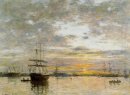 O porto de Le Havre no por do sol 1882