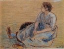 Vrouw zittend op de vloer 1890