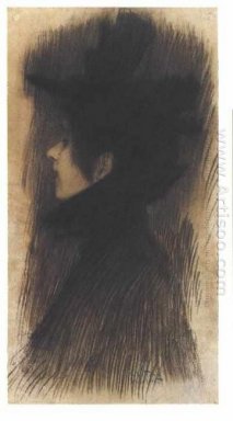 Girl With Hat And Cape In Profil