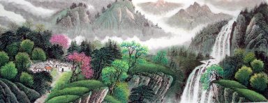 Montagna e cascata - Pittura cinese