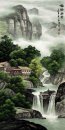 Bergen en waterval - Chinees schilderij