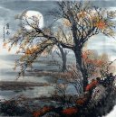 A boat in the Moonlight - Chinese Painting