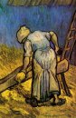 Wanita Petani Cutting Straw Setelah Millet 1889