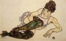 reclining woman with green stockings adele harms 1917