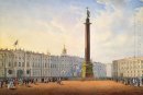 View dari Palace Square dan Istana Musim Dingin di St. Petersbur